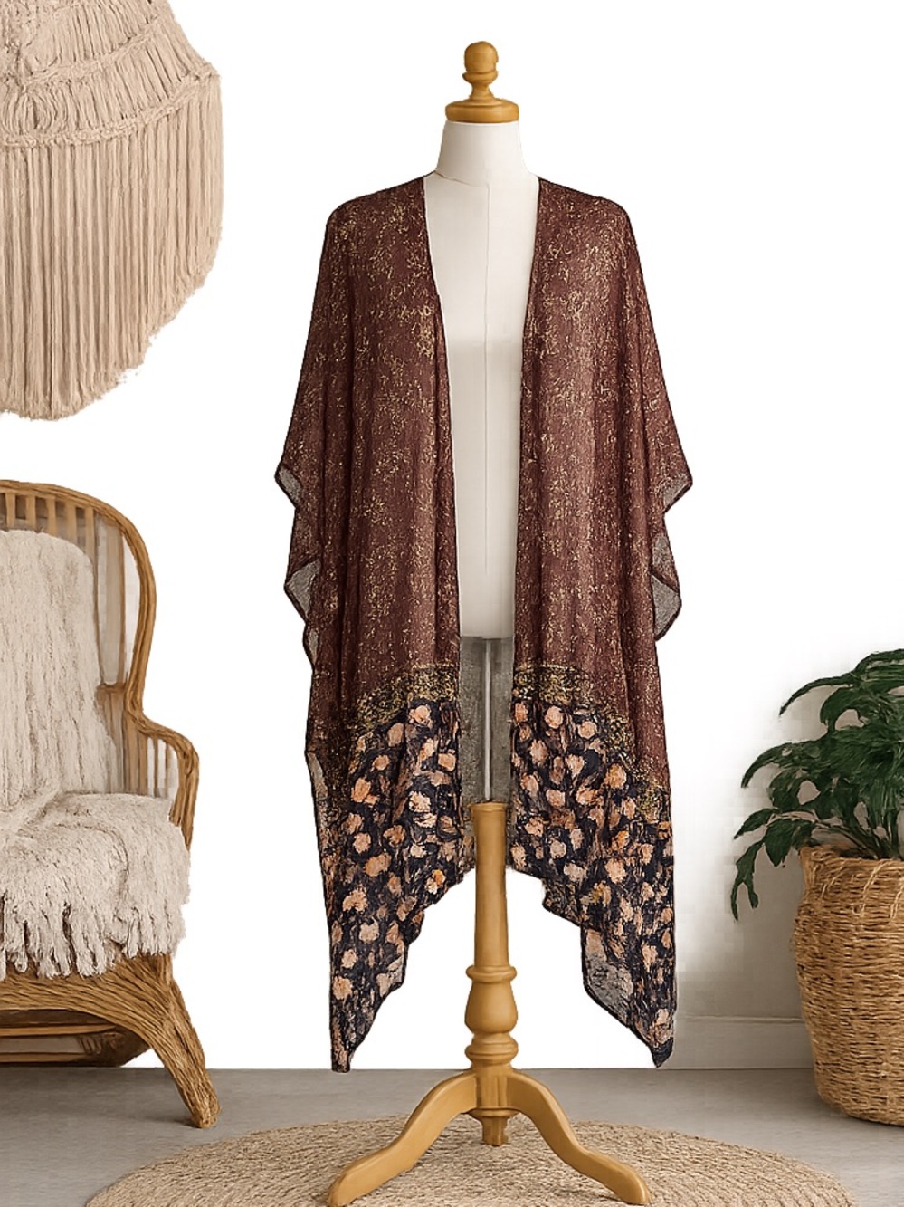 Natural Life Boho Floral Kimono Duster Mixed Print Festival Cardigan 💐 - Picture 2 of 5
